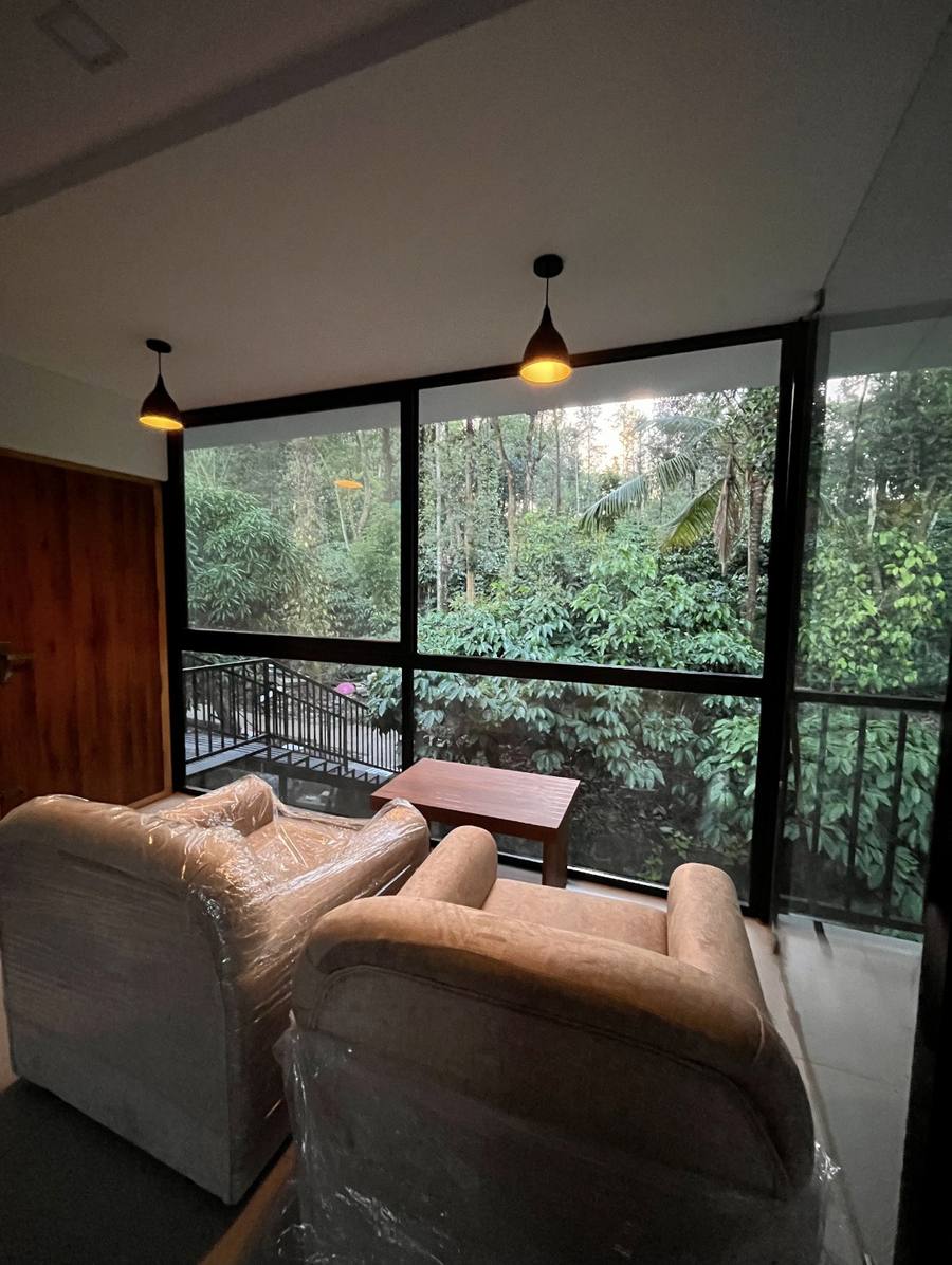 Balcony seating looking into the plantation